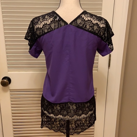 160. C. Luce Top in Purple with Black Lace - Picture 4 of 16
